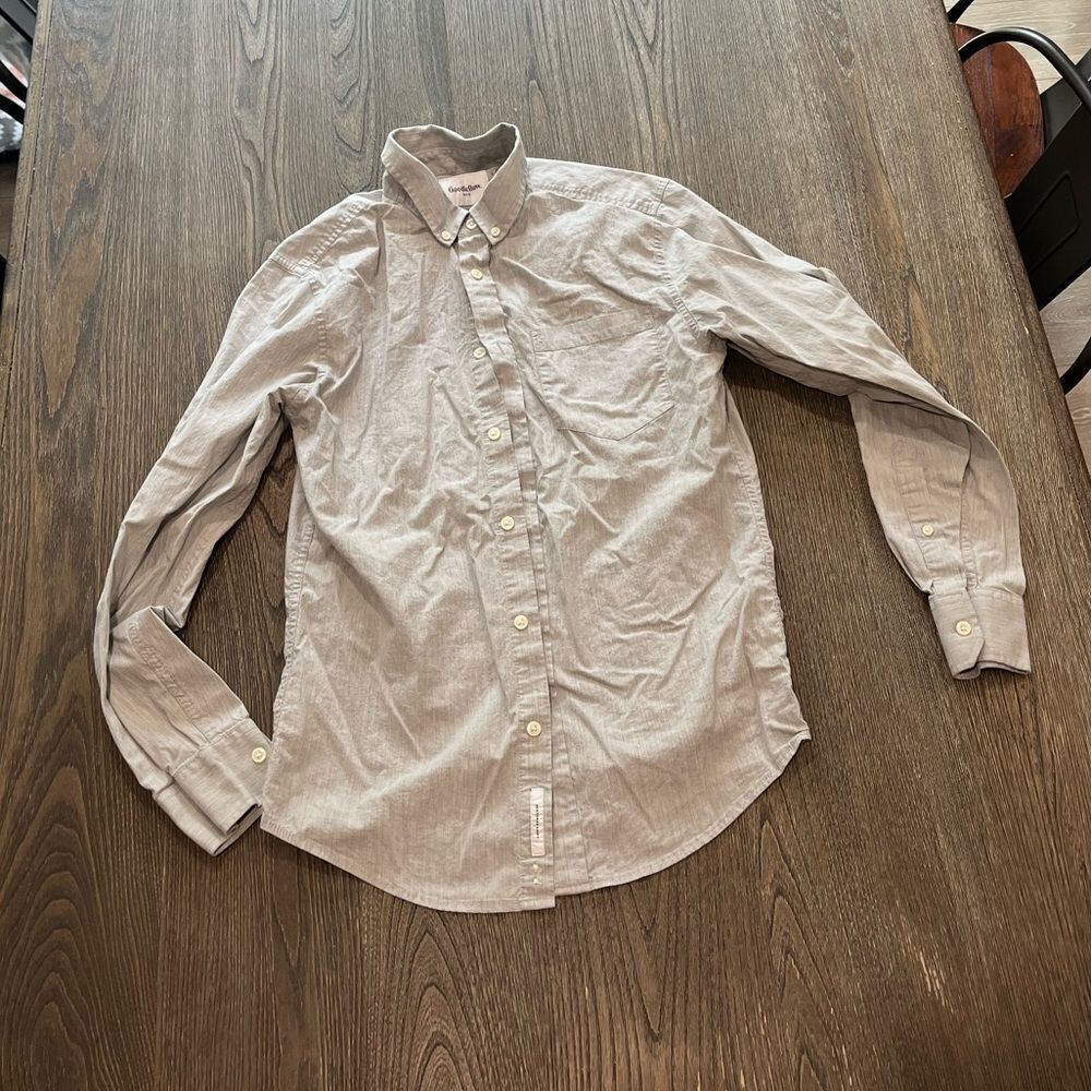 Goodfellow & Co. Cotton Tan Button Up Collared Shirt Size S